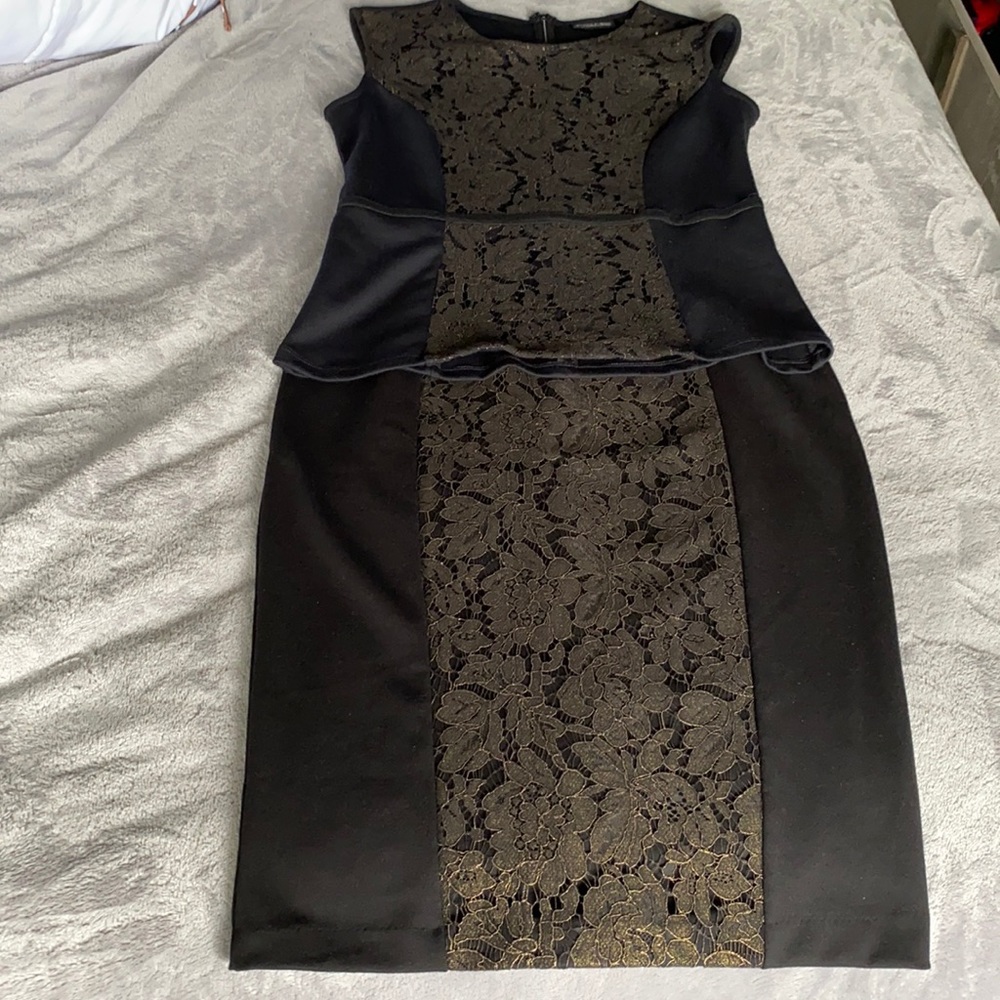 New York & Company Back and Gold Skirt Set Size Medium